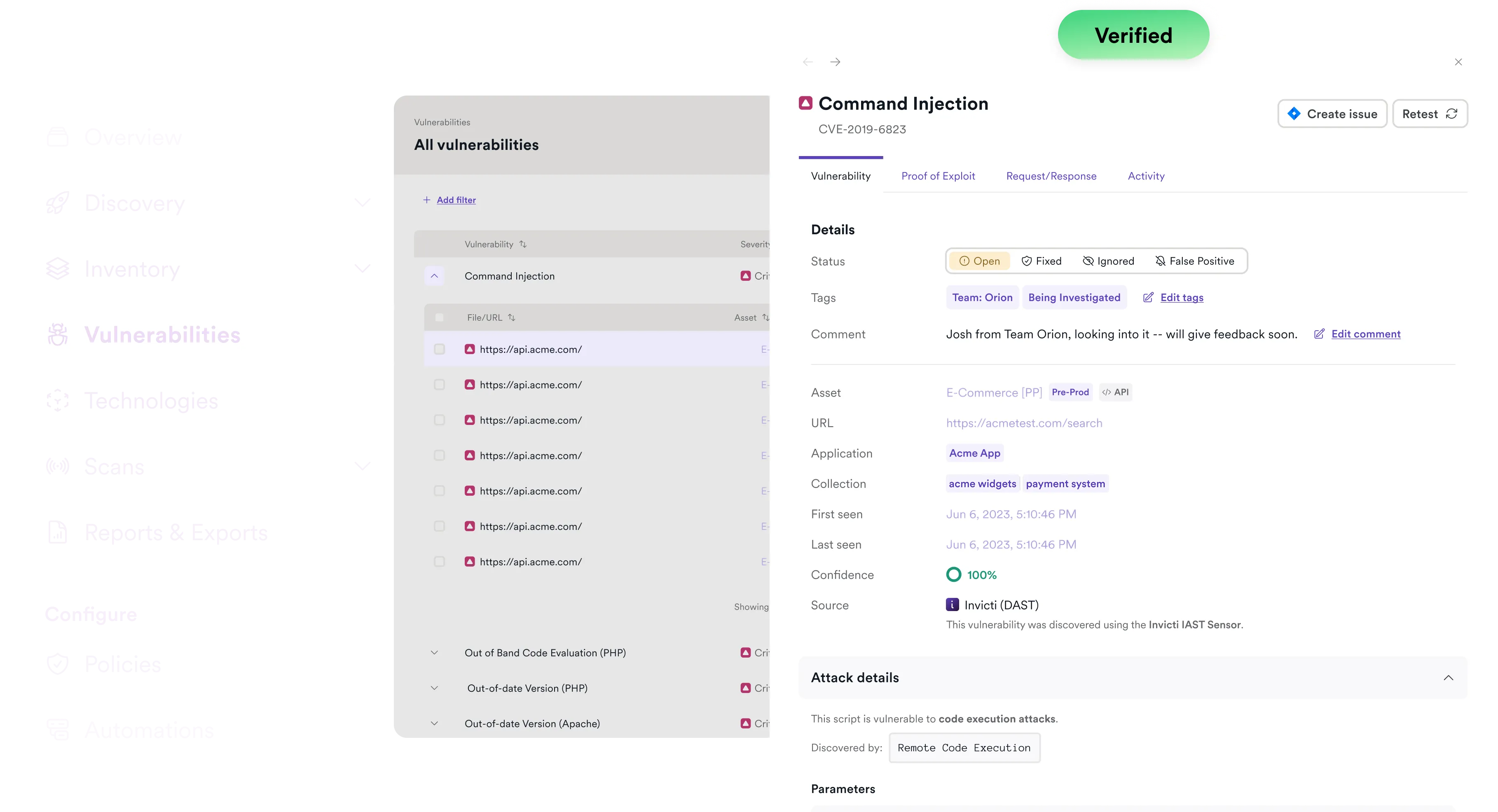 SCA platform screenshot